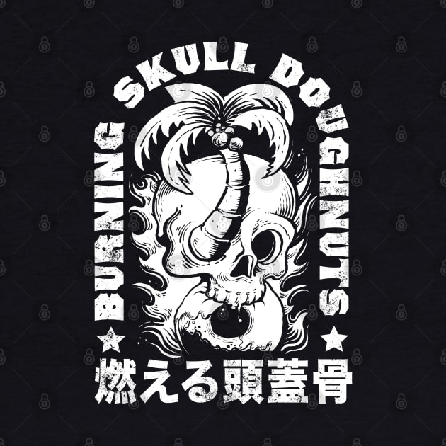 Flaming Skull Donut Shop by Black Tee Inc